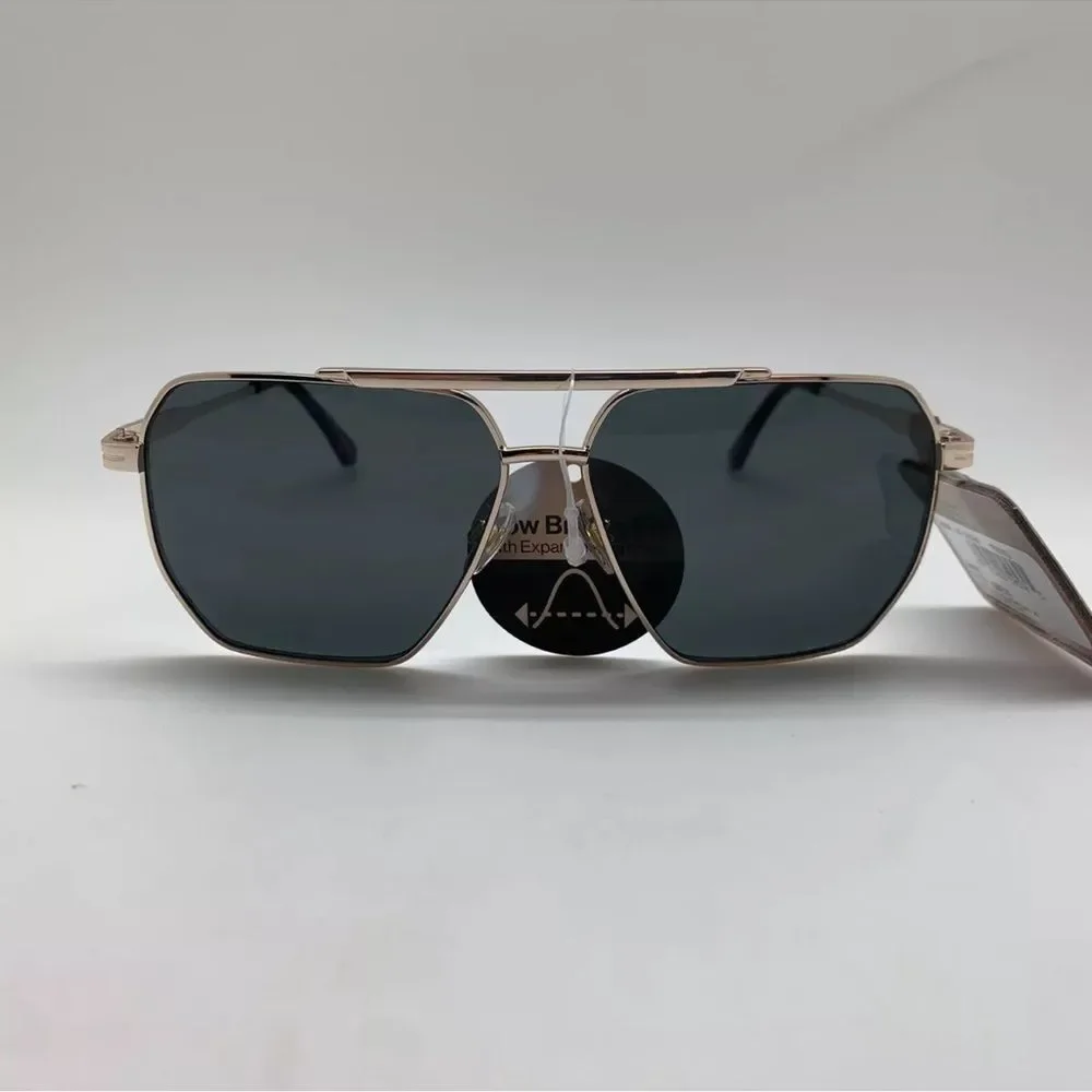 NWT Foster Grant Styles for Y.O.U. Dubai Aviator Sunglasses Men, Shiny Gold